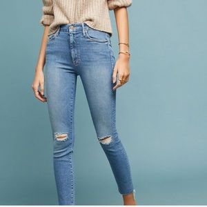 MOTHER High Waisted Looker Ankle Fray Jeans
